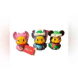 Disney Holiday Rubber Duck Set Mickey Mouse Stitch Angel Christmas: Collectible